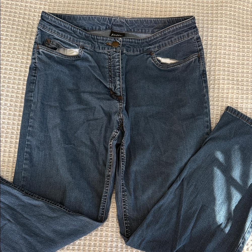 Eileen Fisher Dark Blue Straight Leg Jeans